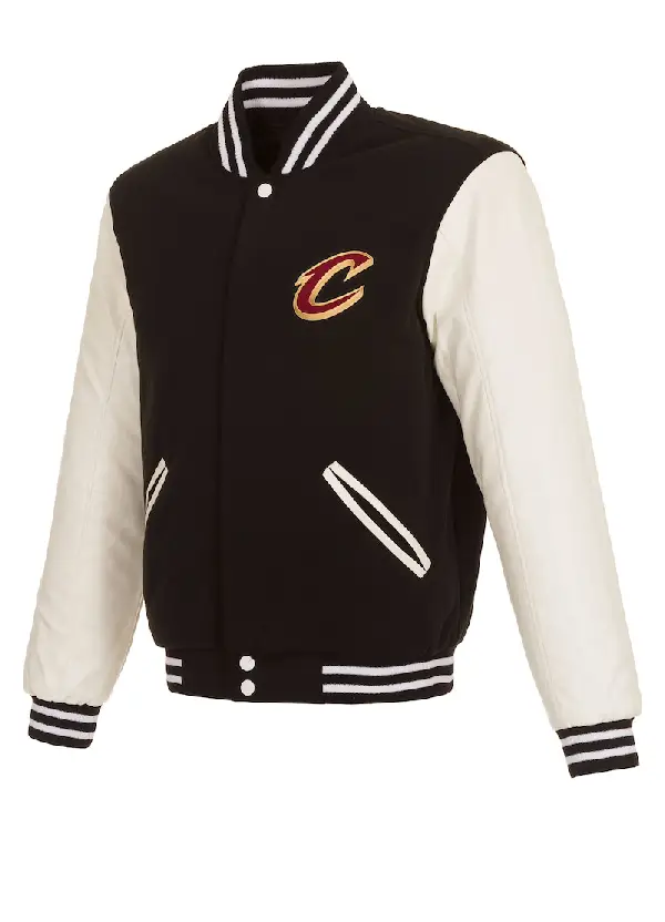 Men's Cleveland Cavaliers JH Design Black Reversible Varsity Full-Snap Jacket 2 Men's Cavaliers Black Reversible Varsity Jacket
