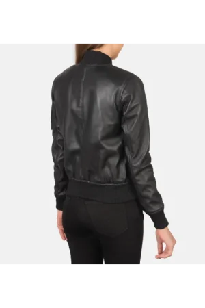 Ava Ma-1 Black Leather Bomber Jacket