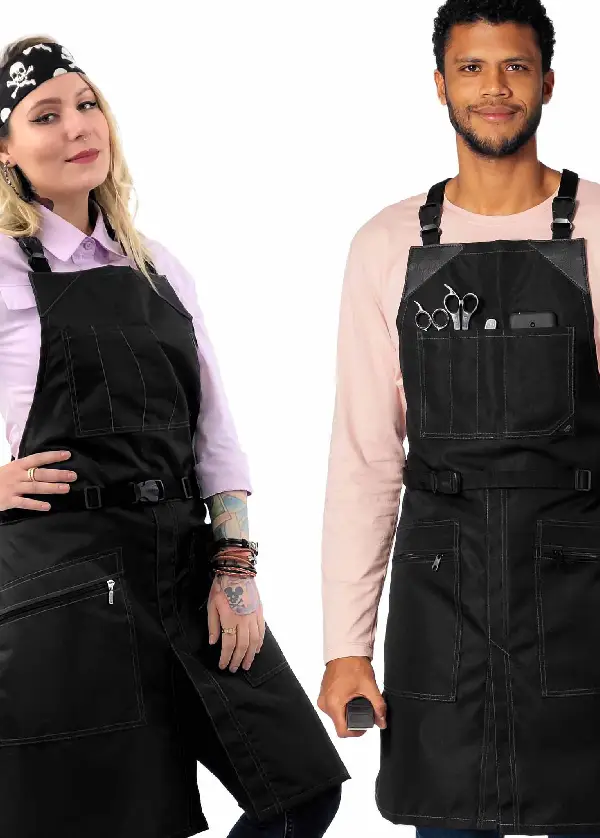 Barber Apron - Water & Chemical Proof, CrossBack, Zip Pocket, Buckle Closure - Hairstylist, Colorist 2 Barber Apron - Water & Chemical