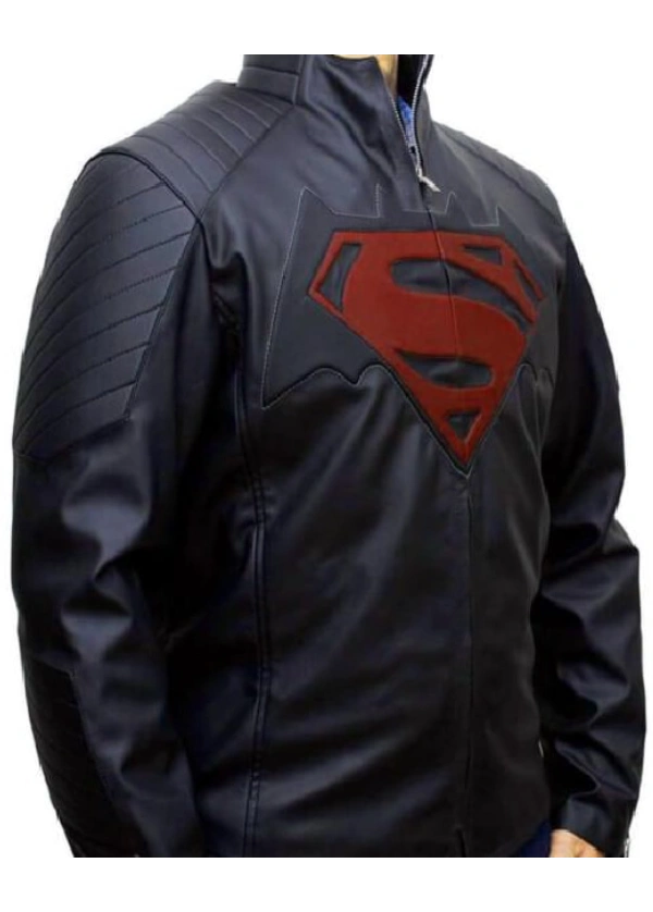 Batman Vs Superman Logo Black Leather Jacket 1 Batman Vs Superman
