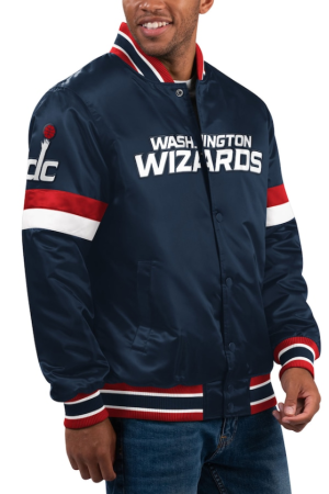 Men's Washington Wizards Starter Navy Home Game Satin Full-Snap Varsity Jacket