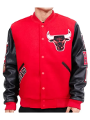 Chicago Bulls Red And Black Varsity Jacket