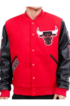 Chicago Bulls Red And Black Varsity Jacket