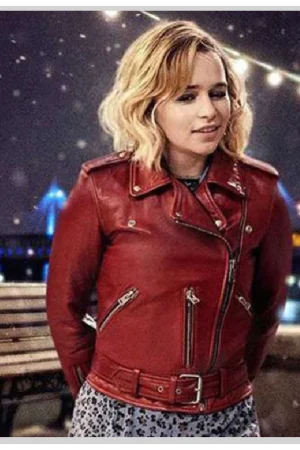 Emilia Clarke Last Christmas Leather Jacket-1