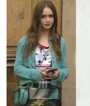 Emily Copper Chain Trim Cardigan On Emily In Paris