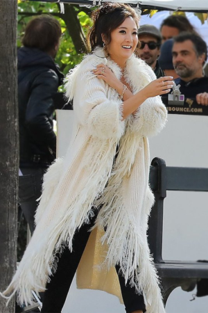 Emily In Paris Ashley Park Fur Collar White Coat