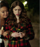 Emily In Paris Emily Cooper Checked Wool Coat