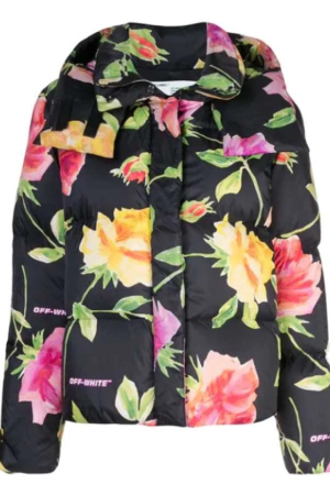 Emily In Paris Lily Collins Floral Puffer Jacket