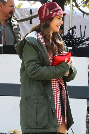 Emily In Paris Lily Collins Green Hooded Jacket