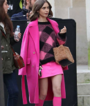 Emily In Paris Lily Collins Pink Long Coat