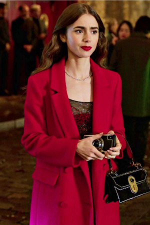 Emily In Paris Lily Collins Red Trench Coat
