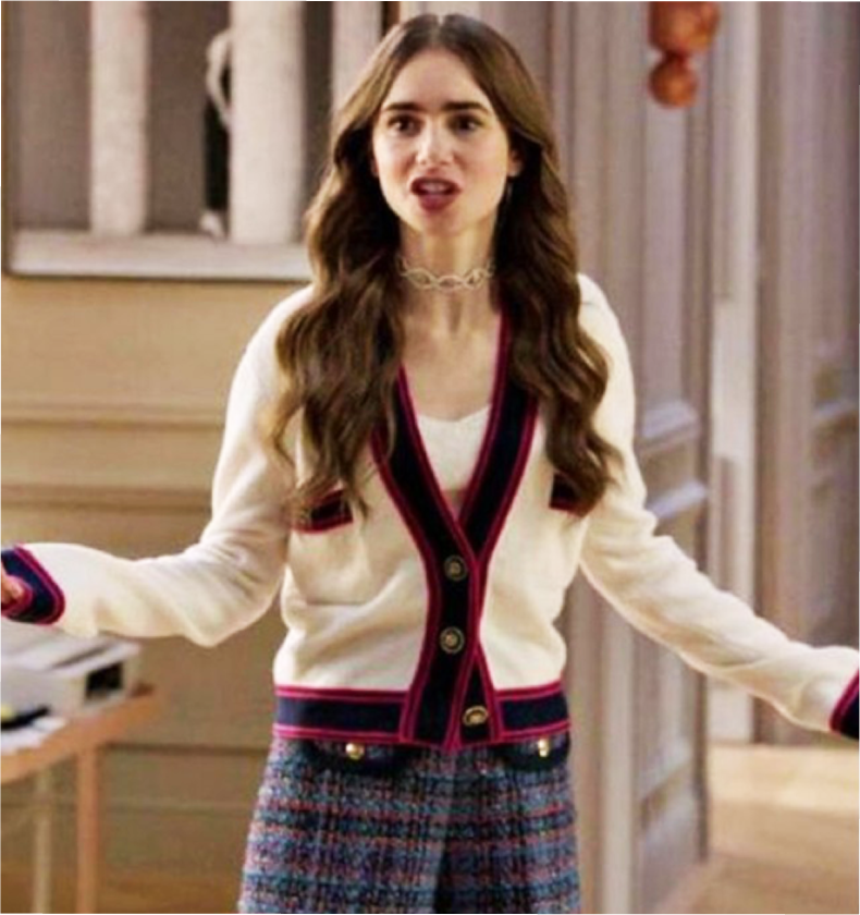 Emily In Paris S02 Emily Cooper White Cardigan 1 Emily In Paris S02 Emily Cooper White Cardigan