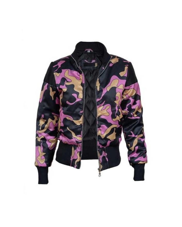 Emily In Paris S03 Emily Cooper Metallic Bomber Jacket 1 Emily In Paris S03 Emily Cooper Metallic Bomber Jacket