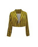 Emily In Paris S03 Lily Collins Printed Yellow Cropped Jacket
