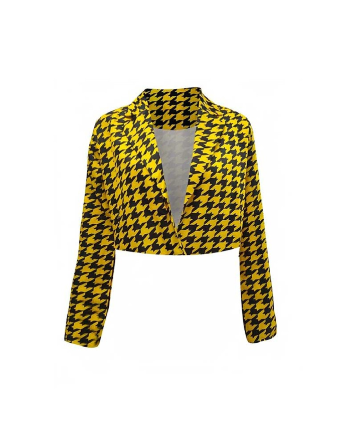 Emily In Paris S03 Lily Collins Printed Yellow Cropped Jacket 1 Emily In Paris S03 Lily Collins Printed Yellow Cropped Jacket