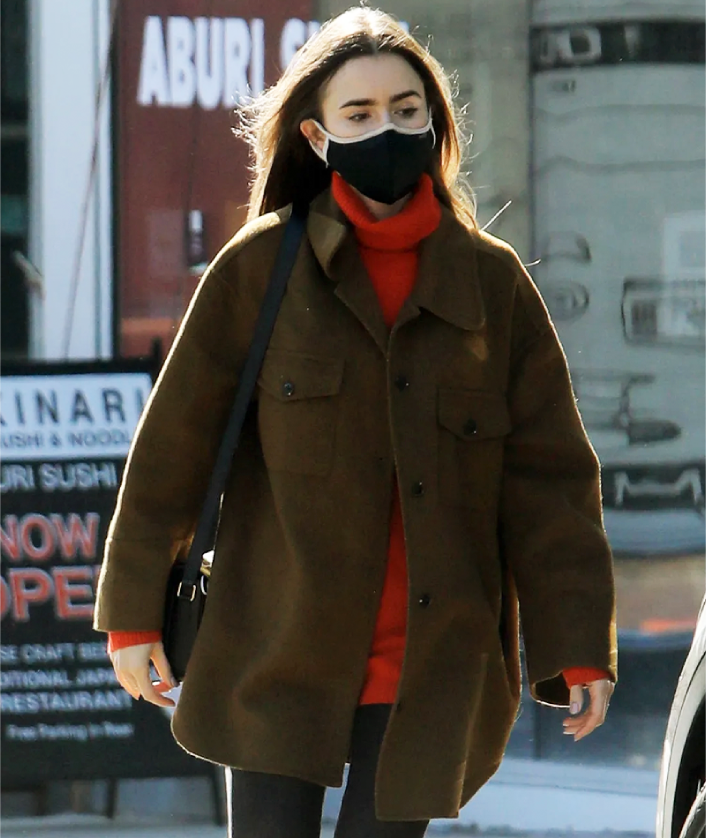 Emily In Paris Season 02 Emily Cooper Brown Wool Jacket 1 Emily In Paris Season 02 Emily Cooper Brown Wool Jacket