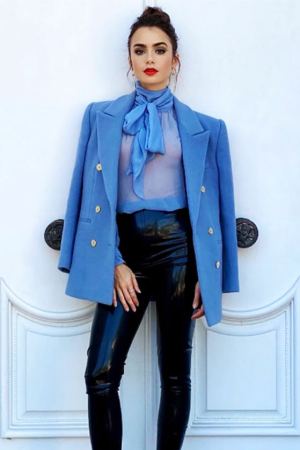 Emily in Paris Emily Cooper Blue Wool Coat