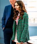 Emily in Paris Emily Cooper Checkered Wool Coat