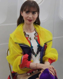 Emily in Paris Lily Collins Multicolor Windbreaker Coat