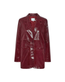 Emily in Paris S03 Camille Razat Maroon Leather Blazer