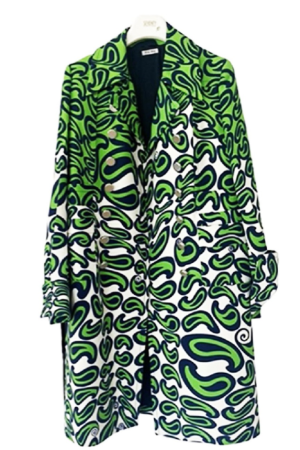 Emily in Paris S03 Lily Collins Green Printed Coat