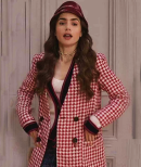 Emily in Paris TV Series Emily Cooper Houndstooth Coat