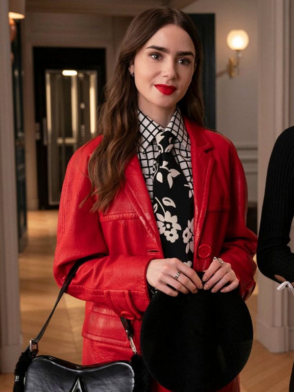 Lily Collins Emily in Paris S04 Leather Coat 1 Emily_Cooper_Emily_in_Paris_2024_Lily_Collins_Red_Coat__59436