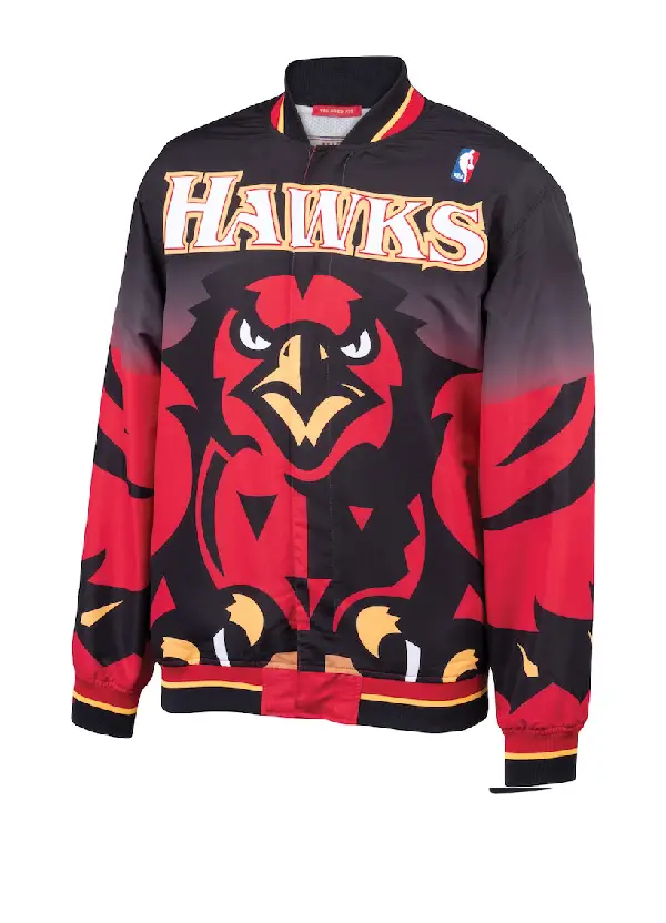 Men's Atlanta Hawks Mitchell & Ness Black Hardwood Classics Authentic Warm-Up Full-Snap Jacket 2 Men's Atlanta Hawks Mitchell & Ness Black Hardwood Classics Authentic Warm-Up Full-Snap Jacket - Image 2