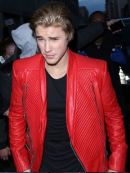 Justin Bieber Red Quilted Jacket