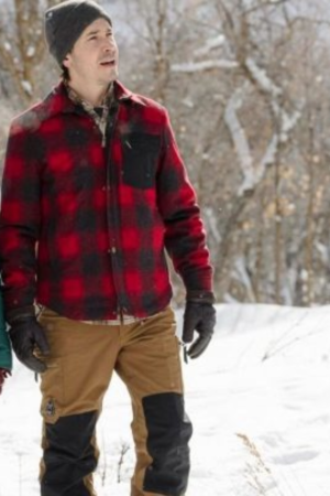Justin Long Christmas with the Campbells Red Wool Jacket
