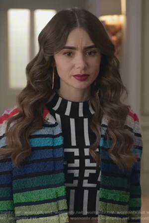 Lily Collins Emily in Paris S02 Rainbow Jacket