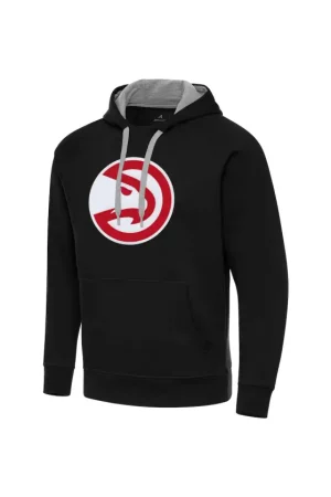 Men's Atlanta Hawks Antigua Black Big & Tall Victory Raglan Pullover Hoodie