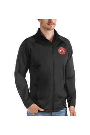 Men's Atlanta Hawks Antigua Black Links Full-Zip Golf Jacket