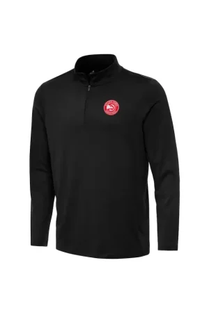 Men's Atlanta Hawks Antigua Black Reprocess Quarter-Zip Top