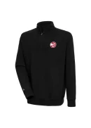 Men's Atlanta Hawks Antigua Black Victory Quarter-Zip Pullover Top