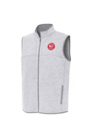 Men's Atlanta Hawks Antigua Heather Gray Fortune Full-Zip Vest