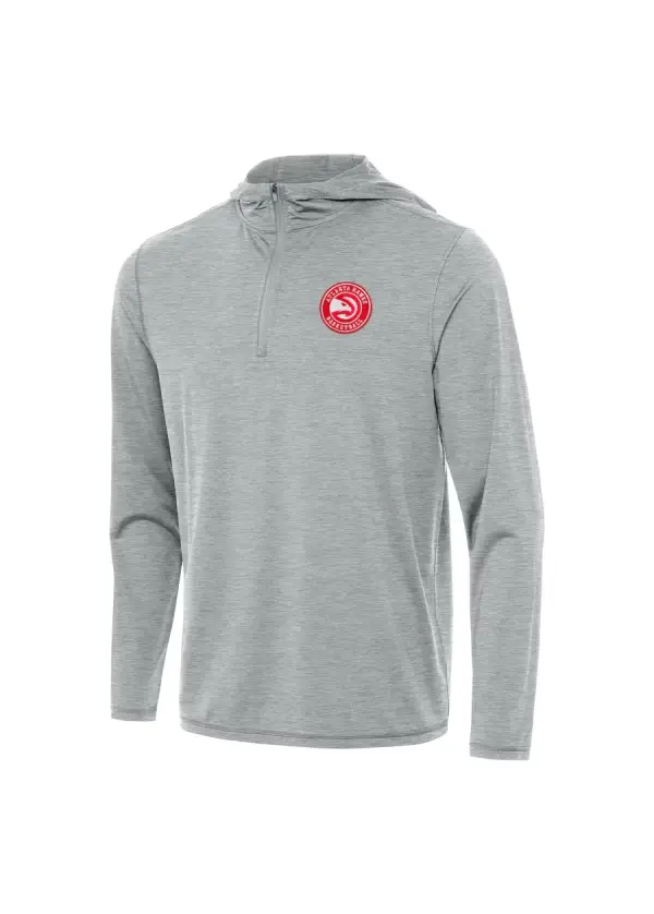 Men's Atlanta Hawks Antigua Heather Gray Tidy Quarter-Zip Hoodie 1 Men's Atlanta Hawks Antigua Heather Gray Tidy Quarter-Zip Hoodie