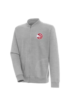 Men's Atlanta Hawks Antigua Heather Gray Victory Full-Zip Jacket