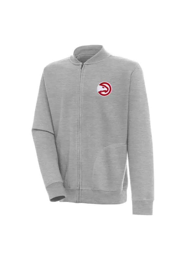 Men's Atlanta Hawks Antigua Heather Gray Victory Full-Zip Jacket 1 Men's Atlanta Hawks Antigua Heather Gray Victory Full-Zip Jacket