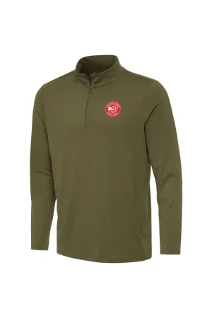 Men's Atlanta Hawks Antigua Olive Reprocess Quarter-Zip Top