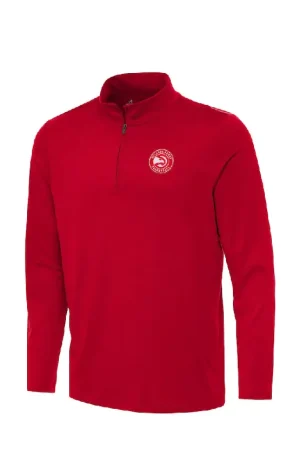 Men's Hawks Antigua Red Quarter-Zip Reprocess Top