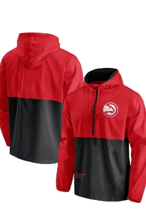 Men's Hawks Fanatics Red/Black Half-Zip Windbreaker