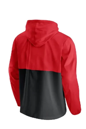 Men's Atlanta Hawks Fanatics Red/Black Anorak Windbreaker Half-Zip Hoodie Jacket