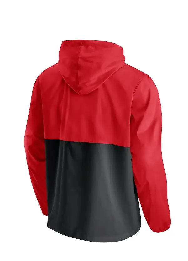 Men's Atlanta Hawks Fanatics Red/Black Anorak Windbreaker Half-Zip Hoodie Jacket 3 Men's Hawks Fanatics Red/Black Half-Zip Windbreaker