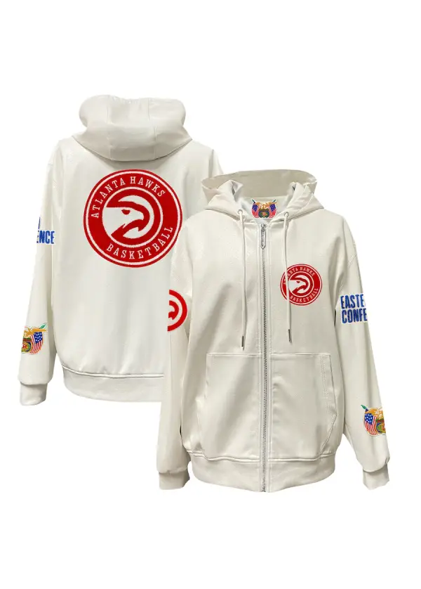 Men's Atlanta Hawks Jeff Hamilton White Vegan Leather Full-Zip Hoodie 1 Men's Atlanta Hawks Jeff Hamilton White Vegan Leather Full-Zip Hoodie