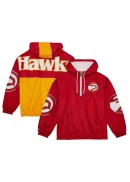 Men's Atlanta Hawks Mitchell & Ness Red Hardwood Classics Team OG 2.0 Anorak Hoodie Half-Zip Windbreaker Jacket