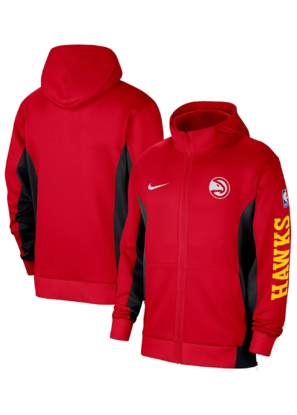 Men's Atlanta Hawks Nike Red 2023/24 Authentic Showtime Full-Zip Hoodie 1 Men's Atlanta Hawks Nike Red