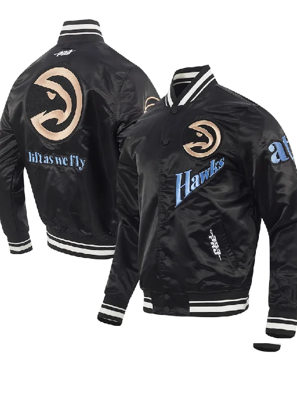 Men's Atlanta Hawks Pro Standard Black 2024/25 City Edition Satin Full-Snap Jacket 1 Men's Atlanta Hawks Pro Standard Black 2024/25 City Edition Satin Full-Snap Jacket