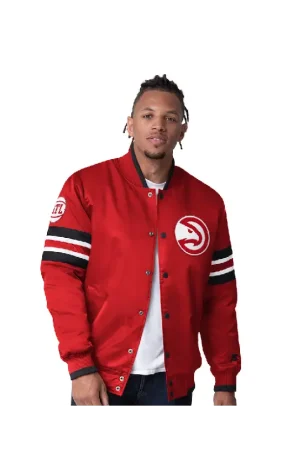 Men's Atlanta Hawks Starter Red Scout I Full-Snap Varsity Jacket