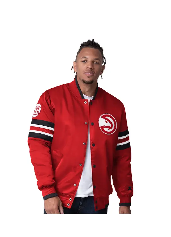 Men's Atlanta Hawks Starter Red Scout I Full-Snap Varsity Jacket 1 Men's Atlanta Hawks Starter Red Scout I Full-Snap Varsity Jacket